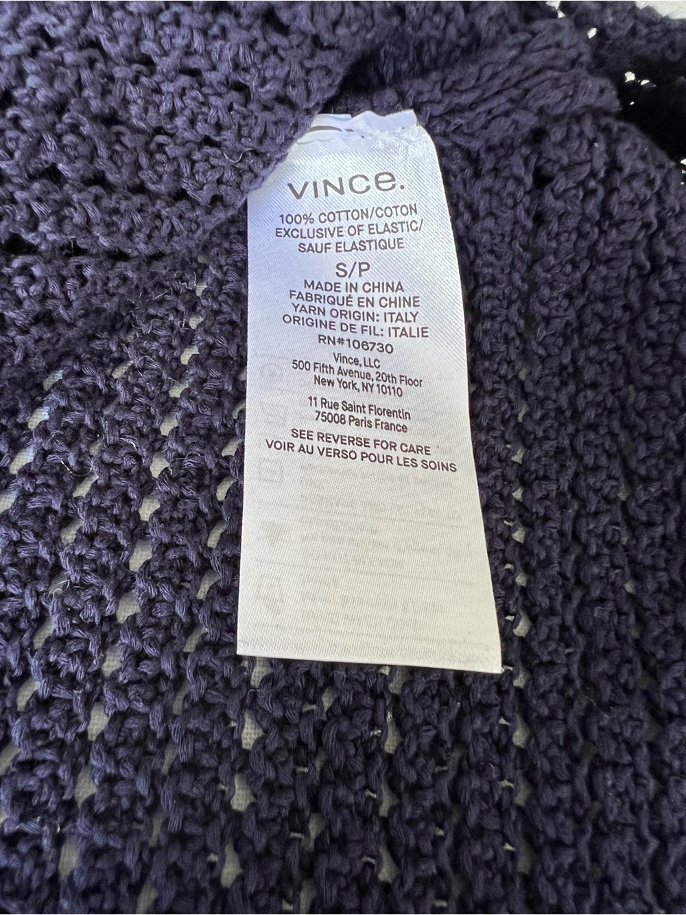 Vince Cotton Crochet Knit Crewneck Short SleeveTop Size S EUC - Picture 3 of 7